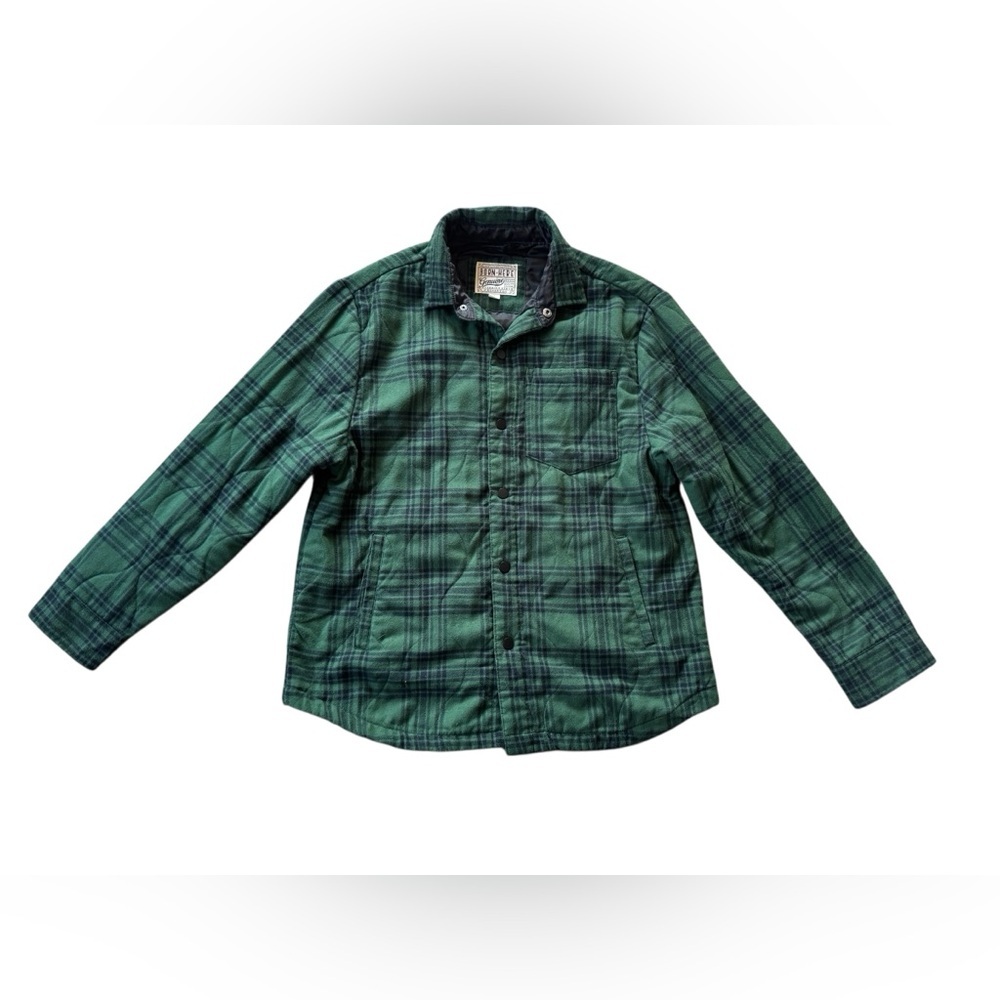 Born Here Genuine Flannel Lined Jacket Shacket Men Medium Green Plaid Quilted